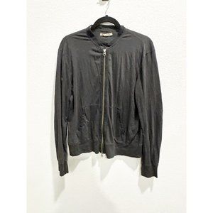 John Varvatos Star USA Mens Bomber Jacket Zip Up Long Sleeve Cotton Black Medium